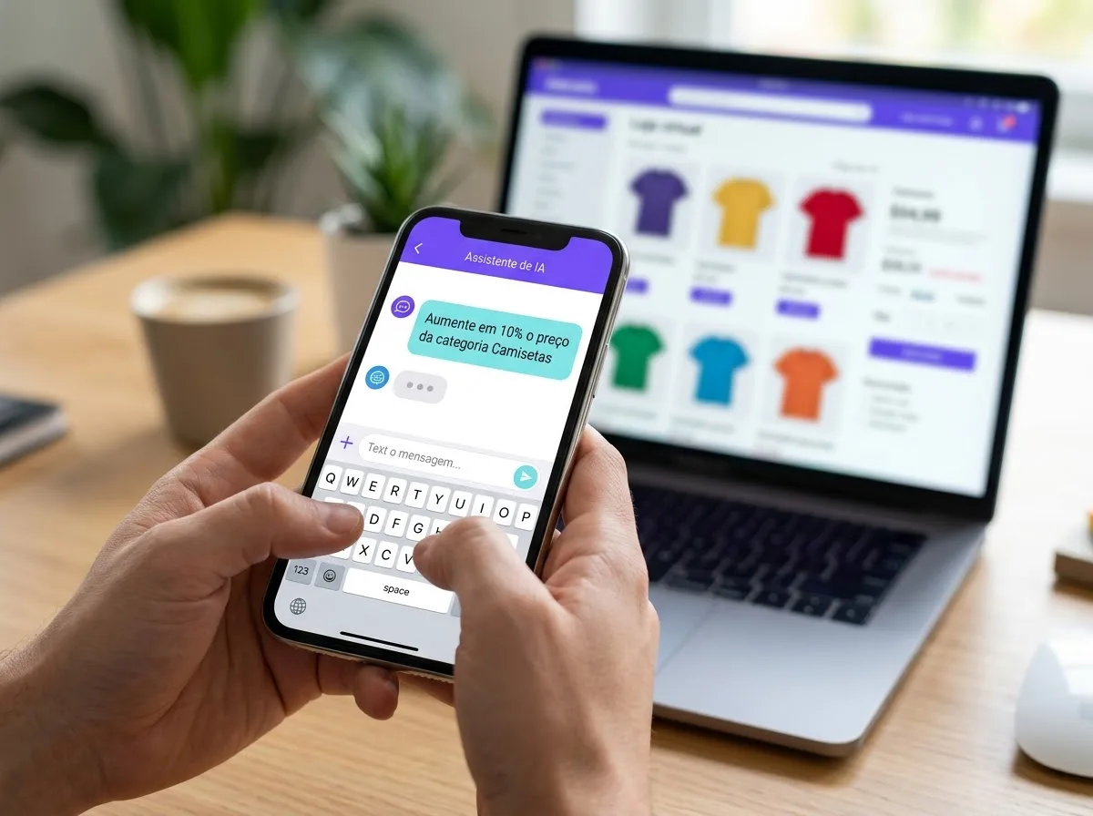 Pedido de reajuste de preço feito pelo celular a um assistente de IA