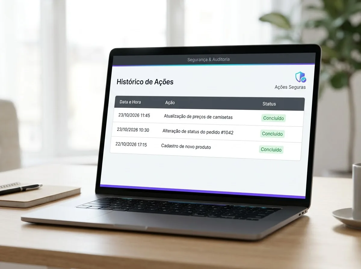 Histórico de ações da IA registrado no painel de auditoria